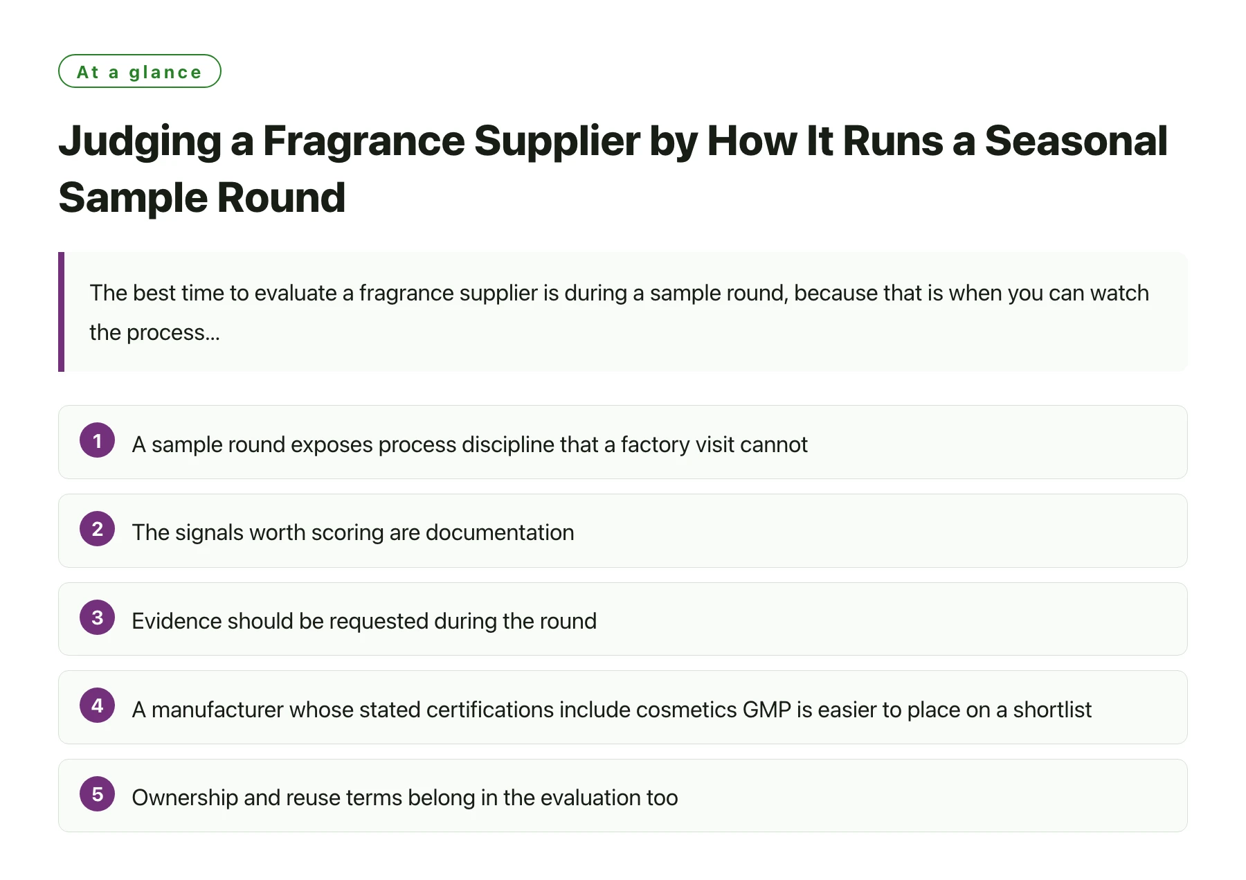 Judging a Fragrance Supplier by How It Runs a Seasonal Sample Round——全文要点速览